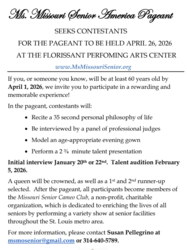 Ms. Missouri Senior America Pageant Seeks Contestants
