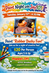 🖌️🧡 NEW PAINT NIGHT w/ JAY101 — ERNIE & RUBBER DUCKY @ Poppin' Off 🧡🖌️