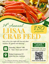 Livermore High School Alumni Association Announces 14th Annual Fundraising Crab Feed