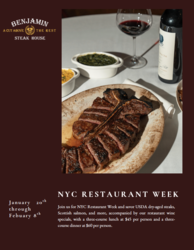 Benjamin Steakhouse Joins NYC Winter Restaurant Week