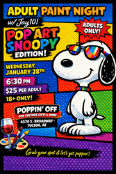 🎨✨ Adult Paint Night w/ Jay101: Pop Art Snoopy Edition @ Poppin' Off ✨🎨