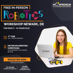 In-Person Free Robotics/Math Workshop for Kids at Newark, DE  (7-14)