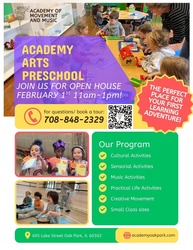 Academy ARTS Preschool Open House Sunday, February 1st
