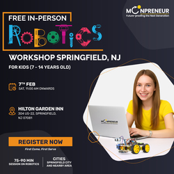 In-Person Free Robotics/Math Workshop for Kids at Springfield, NJ  (7-14)