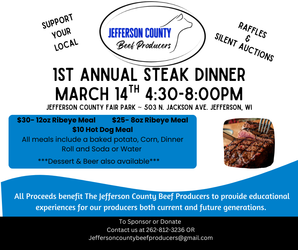 Jefferson County Beef Producers Steak Dinner- March 14th