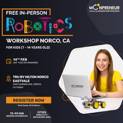 In-Person Free Robotics/Math Workshop for Kids at Norco, CA  (7-14)