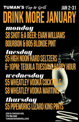 Drink More January Specials at Tuman’s Tap & Grill