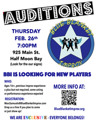 Open Auditions for local Comedy Improv Troupe - Blue Blanket Improv
