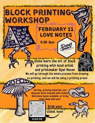 Love Note Block Printing Workshop with Opal Hexen at Bard & Baker in Troy