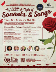 Vaentine's Dinner Show: A NIGHT OF SONNETS & SONGS by SHAKESPEARE IN DELAWARE PARK