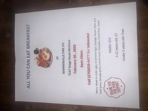 All you can eat breakfast at Bannerville Fire Company