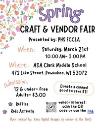 Spring Craft & Vendor Fair Presented by PHS FCCLA