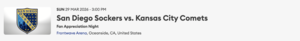 San Diego Sockers vs. Kansas City Comets