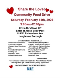 Share the Love Community Food Drive--February  14, 2026, 9:00-12:00PM