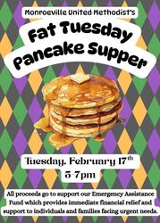 Fat Tuesday Pancake Dinner, February 17, 5-7 pm