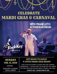 Celebrate Mardi Gras & Carnaval with Live Music by Frank Leto & PANdemonium