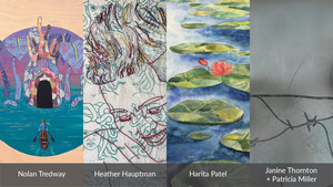 Nolan Tredway, Heather Hauptman, Harita Patel, and Janine Thornton with Patricia Miller