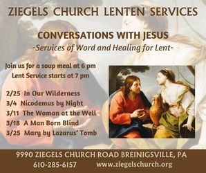 Ziegels Church Lenten Wednesday Service