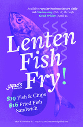 Lenten Fish Fry at Mac’s Wood Grilled