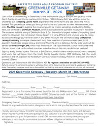 Lafayette Older Adult Program - Greenville, Illinois Day Trip