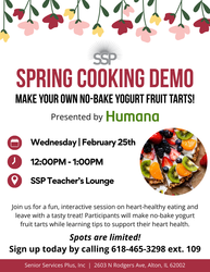 Spring Cooking Demo at Senior Services Plus in Alton - Make Your Own Fruit Tart - Feb. 25th