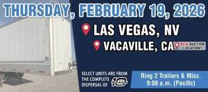 Upcoming Trailer and Misc. Auction  Las Vegas, NV / Vacaville, CA Feb 2026