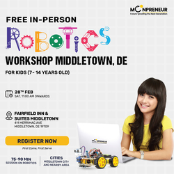In-Person Free Robotics/Math Workshop for Kids at Middletown, DE (7-14)