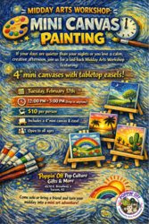 🎨🕛 MIDDAY ARTS WORKSHOP: MINI CANVAS PAINTING  @ Poppin' Off 🕛🎨