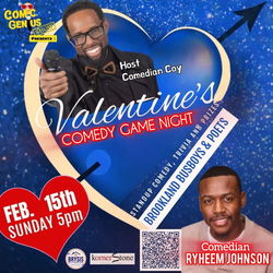 Comic Genius Show: After Valentine's Day Comedy Game Night. Sun. Feb.15th 5pm