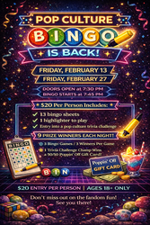 🎉✨ POP CULTURE BINGO NIGHT @ POPPIN' OFF✨🎉