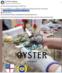 Oyster Roast Hosted by St. John’s Episcopal Church in partnership with the Eastover Ruritan Club