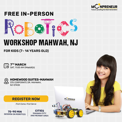 In-Person Free Robotics/Math Workshop for Kids at Mahwah, NJ (7-14)