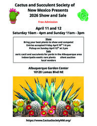 Cactus and Succulent Society of New Mexico Spring Show & Sale 2026