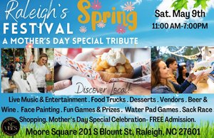 Raleigh Spring Festival! Food Trucks, Desserts, Vendors Bands-FREE Adm. Moore Square, Raleigh, NC
