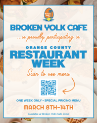 Celebrate Brunch at Broken Yolk Café Irvine during OC Restaurant Week