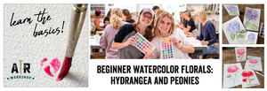 Beginner Watercolor:  Hydrangeas and Peonies at AR Workshop Hillsboro!