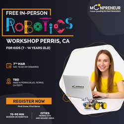 In-Person Free Robotics/Math Workshop for Kids at Perris, CA (7-14)