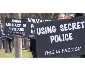 SIGNS OF FASCISM AND FLYERING AT THE GREENMARKET