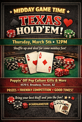 ♠️♥️ MIDDAY GAME TIME: TEXAS HOLD’EM @ POPPIN' OFF ♥️♣️