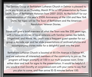 A Presentation on the Town of Bethlehem and the American Revolution: Veteran Stories