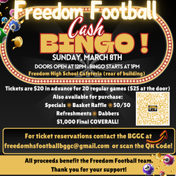Freedom High School Cash Bingo & Basket Raffle