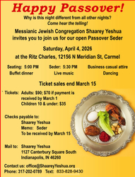 Messianic Jewish Congregation Shaarey Yeshua public Passover seder