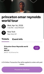 princeton omar reynolds world tour