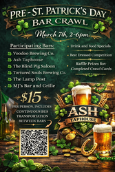 Pre St Patrick’s Day Bar Crawl