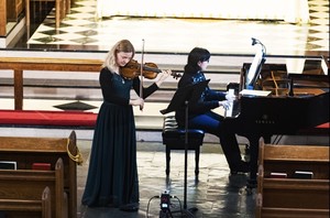 Violinist Aija Reke & pianist Lorena Tecu perform for Hancock Church’s free noontime concert series