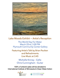Reception: "Lake Moods" art exhibit by Brian Poulton with free cello & guitar performance