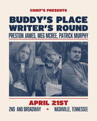 Buddy's Place Writer's Round w/ Preston James, Meg McRee, Patrick Murphy