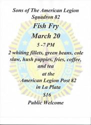 Fish Fry hosted by the Sons of The American Legion Squadron 82 (Public welcome)
