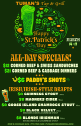 St. Patrick’s Day Specials at Tuman’s Tap & Grill