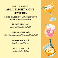 Flight Night Friday: Collar City Cold Pressed Juice Cocktail Flights at Bard & Baker in Troy